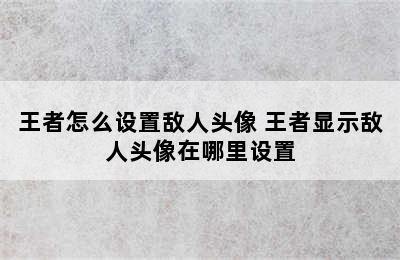 王者怎么设置敌人头像 王者显示敌人头像在哪里设置